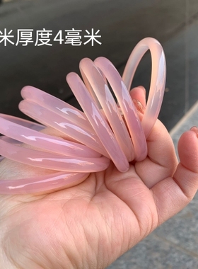 包邮芙蓉粉色玛瑙女士手镯玉髓深浅手环儿童成人小圈口细款505254