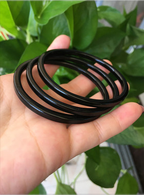 黑色超薄玉髓玛瑙手镯两只包邮