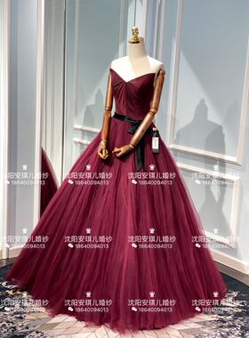 丹妮斯DENNIS高定勃垦地红抹胸新娘礼服敬酒服晚礼服出租气质品位