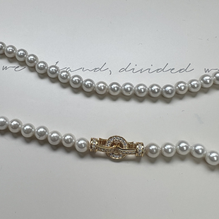 国产精工DIY饰品配件S925纯银扣头珍珠项链手链对开万能连接碎钻