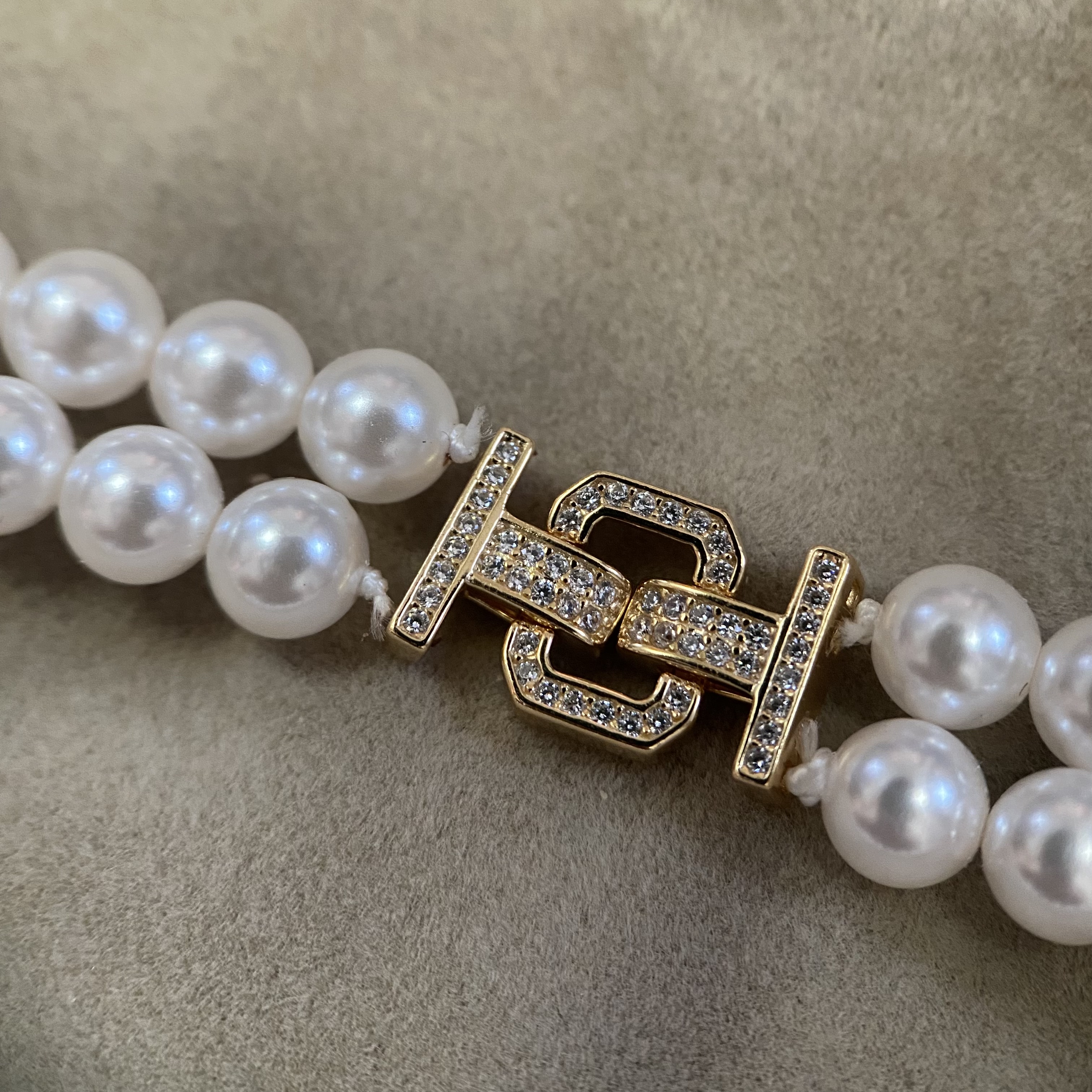 DIY珍珠配件S925纯银 饰品珍珠项链搭扣连接 满钻锆石双排大气 女