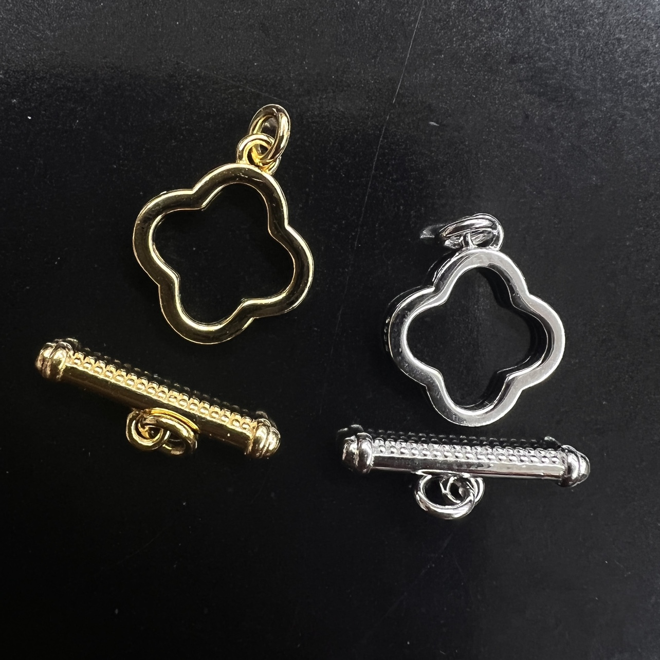 diy饰品配件 纯银s925扣头珍珠项链手链ot扣四叶草 适合珠5-7mm