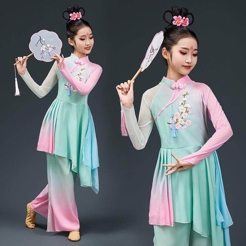 儿童表演服装淡妆浓妆永远成真舞蹈服装莲花鼓岳歌踏步古典舞扇子