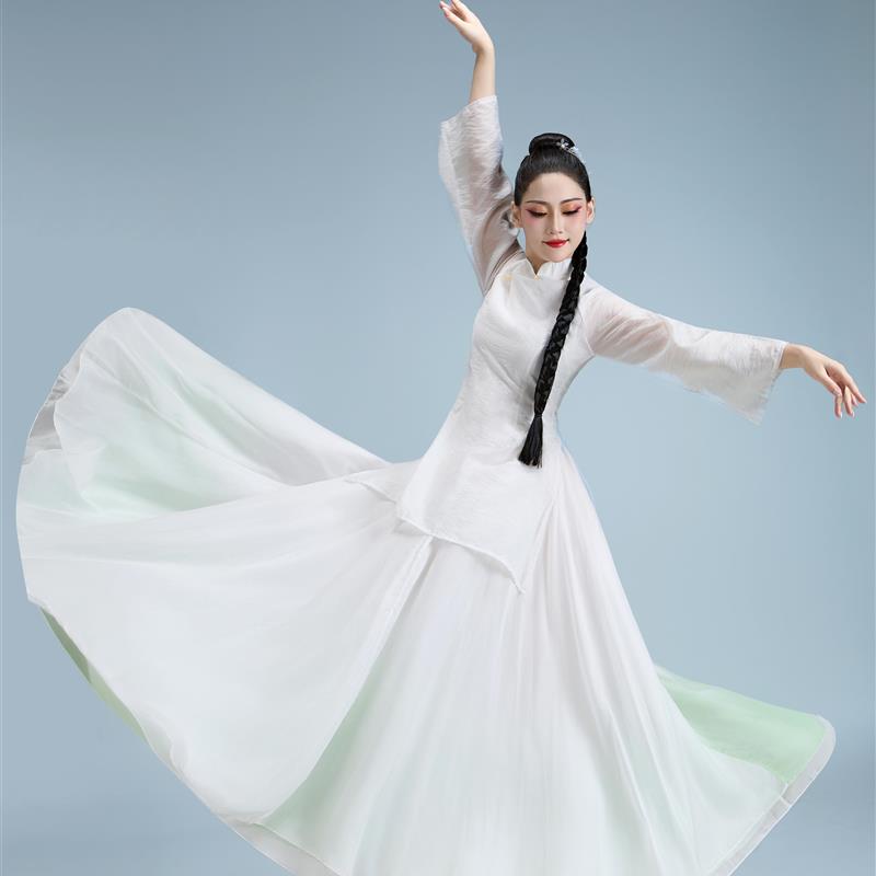一扇百年剧目舞蹈服中国风飘逸女大摆裙古典舞香扇藏春群舞演出服图片