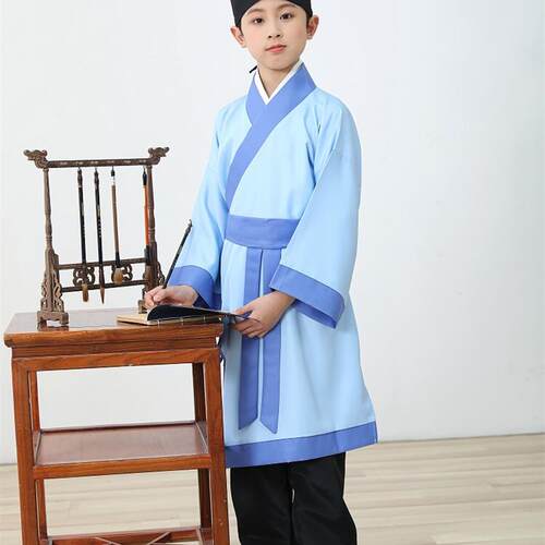 儿童国学演出服书童学馆服童男女班学堂古装汉服送帽子国学通用
