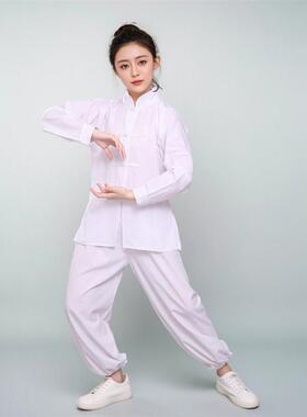 送扇子儿童武术服练功服纯色长短袖女童男套装武术馆训练太极功夫