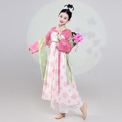 儿童古典舞演出服新款上春山舞蹈服表演飘逸襦裙古风池上道具汉服