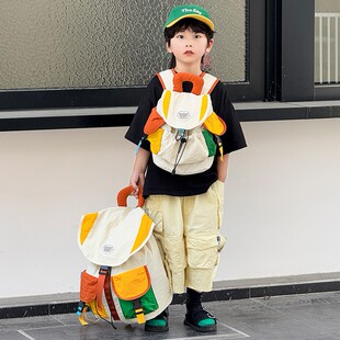 2025新款多巴胺撞色幼儿园小学生儿童书包男女孩外出轻便研学背包