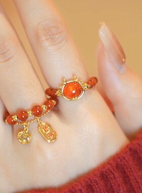 本命年红色招财小龙戒指轻奢感小众设计食指戒新款龙年指环女包邮