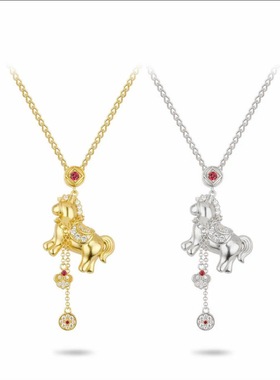 新款马年钱多多满钻小马流苏项链女本命年马上来财轻奢百搭锁骨链