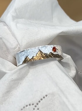 2026新款手工日照金戒指金山日出小众设计开口指环氛围感百搭包邮