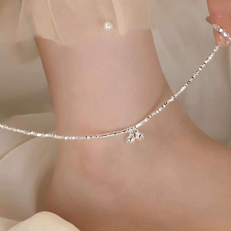 碎银子铃铛脚链女潮轻奢小众ins感足链个性宫铃脚环包邮