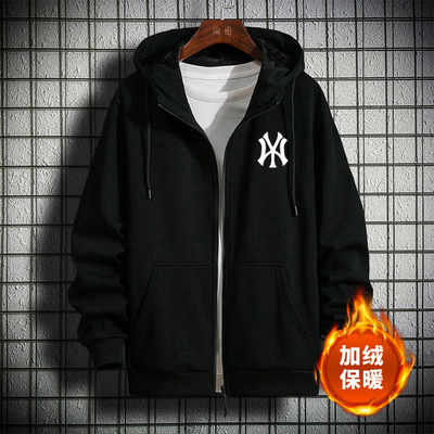 MLBWY潮牌纯棉圆领连帽开衫