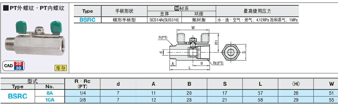 BSRC8A 10A替代米思米球阀不锈钢型BBPTR11/22F-BL/B/W/Y-封面