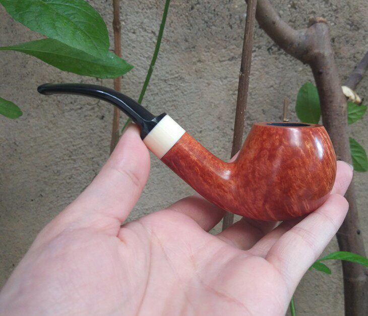 进口石楠木根手工实木中大号弯式斗钵圆润苹果经典烟斗9MM送配件