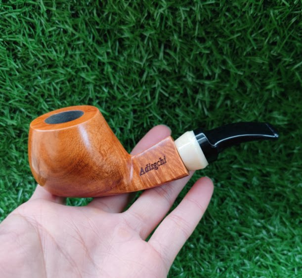 进口石楠木根实木手工大号胖胖河豚斗弯式烟斗9M烟道送配件包邮