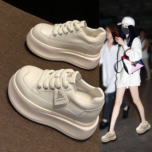 配阔腿裤内增高10cm小白鞋小个子女鞋2026新款爆夏季厚底松糕女鞋