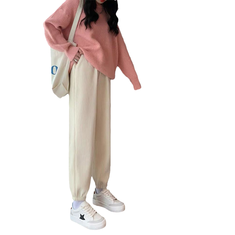 雪尼尔运动裤女秋冬加绒加厚卫裤