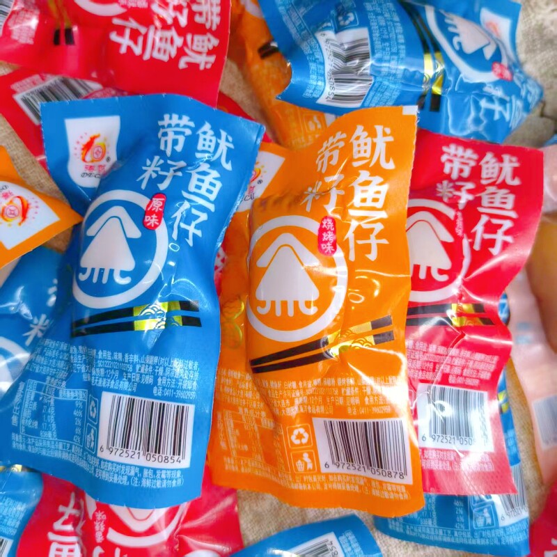 新品得财大连带籽鱿鱼仔即食海鲜零食网红小吃独立包装追剧小零食