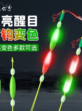闷竿夜光漂夜钓醒目豆竿稍漂电子七星漂闷竿漂闷杆钓线组防流水
