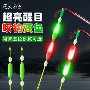 闷竿夜光漂夜钓醒目豆竿稍漂电子七星漂闷竿漂闷杆钓线组防流水