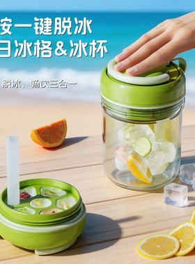 夏季新款制冰格创意吸管水杯冰凉降温解暑神器食品级冰格膜具水杯