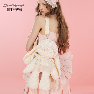 【国王与夜莺】#兔包#lolita包包毛绒玩偶双肩背包白色兔子大脸包