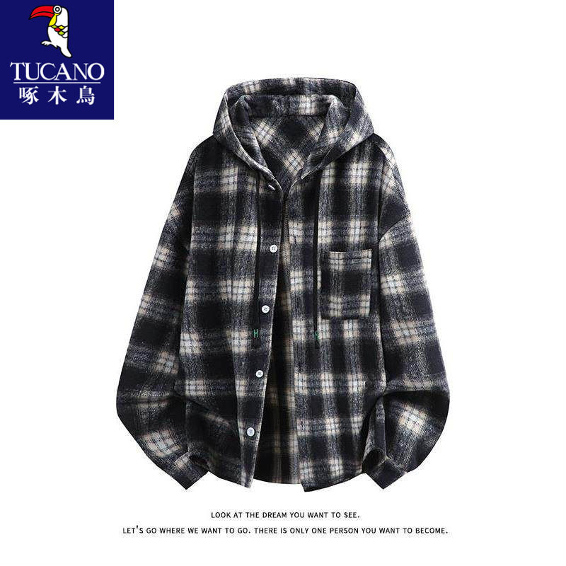 啄木鸟格子长袖衬衫男2026春秋季日系复古衬衣外套男宽松休闲褂子,男装,衬衫,淘宝优惠券,粉丝福利购,淘宝优惠卷