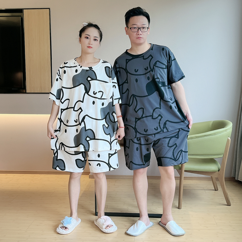 情侣纯棉加大码家居服250斤可穿