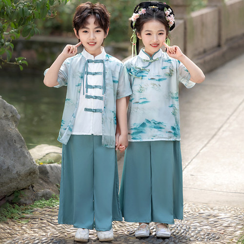 汉服男童春装2026新款古风中国风唐装新中式儿童古装女童演出服