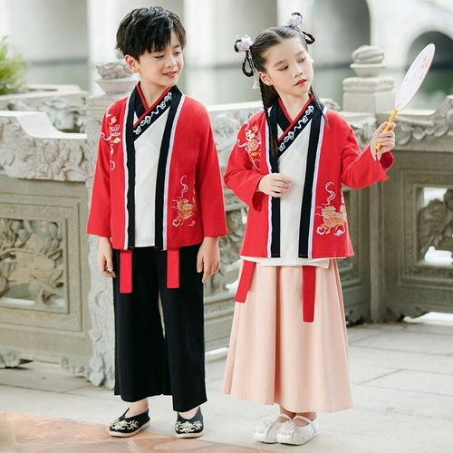 Детское ханьфу, осенний детский костюм мальчика цветочника для мальчиков, китайский стиль