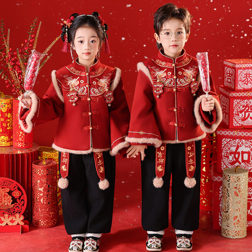 拜年服男女童加绒加厚