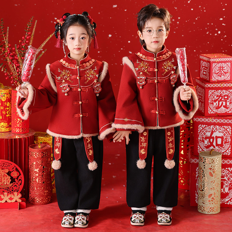 男童拜年服女童冬装汉服儿童喜庆服演出服过年衣服周岁男宝礼服,童装/婴儿装/亲子装,唐装,淘宝优惠券,粉丝福利购,淘宝优惠卷