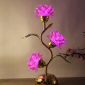 家用佛堂莲花灯供灯LED七彩莲花灯供灯佛灯水晶三品莲花灯佛供灯