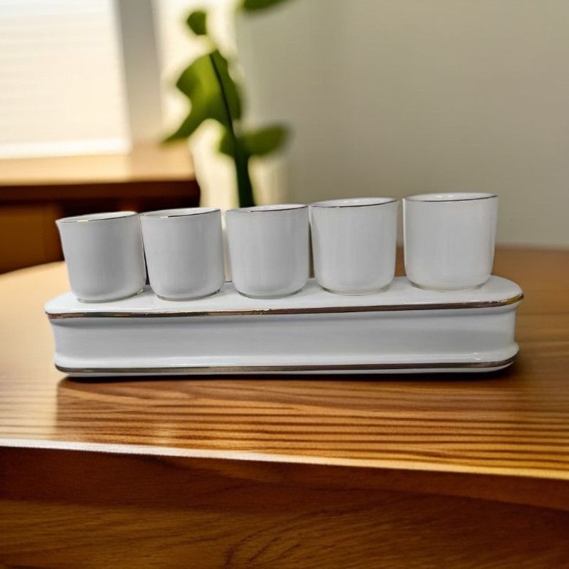 观音茶杯财神酒盅仙家连座杯三连五连陶瓷供水专用酒杯供桌茶杯