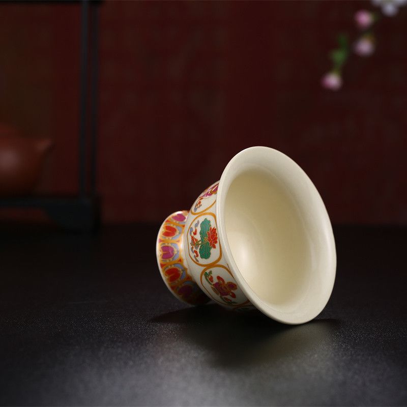 陶瓷七供水杯八供杯供佛杯八吉祥净水杯供碗财神观音佛前家用摆件