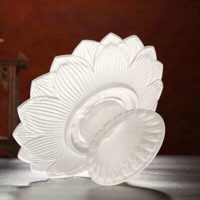 佛堂贡品供盘莲花盘琉璃玻璃佛龛贡果盘 佛仙道家用盘供盘水果盘