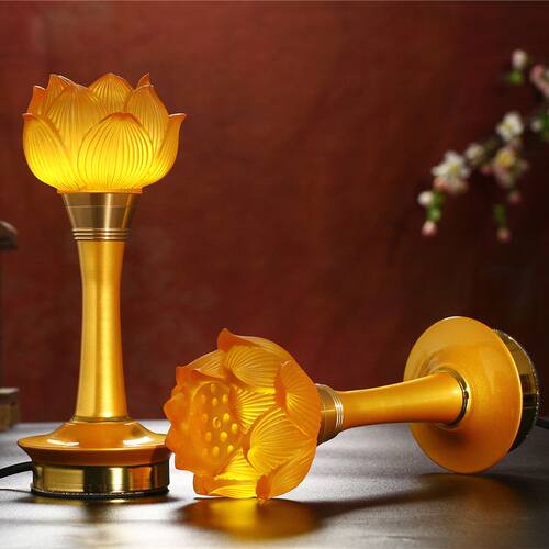 插电led琉璃供佛灯一对佛堂家用荷花灯供佛观音灯财神灯莲花灯