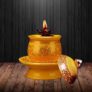 液体无烟供观音酥油液体水杯油灯家用新款古代油灯