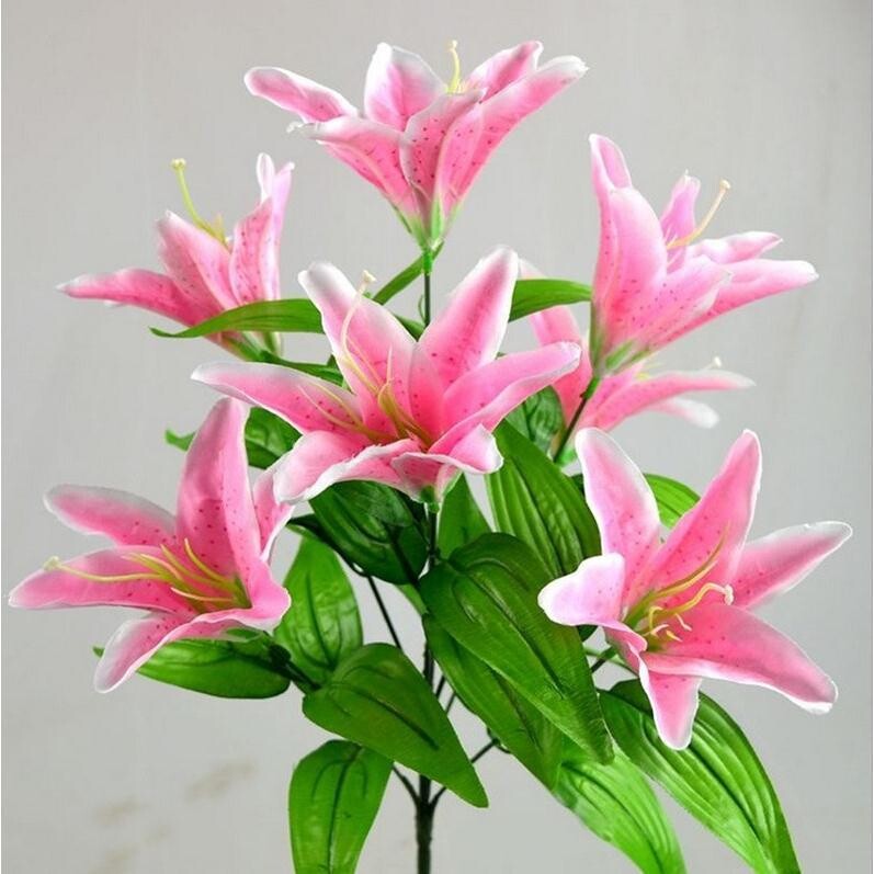 仿真多层百合花卉 荷叶装饰花 假花绢花 摆设花仿真花佛堂用花