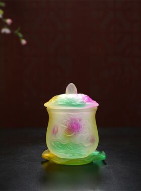 莲花水杯用品供水套装家用佛前琉璃财神观音圣水供奉净水佛堂供佛