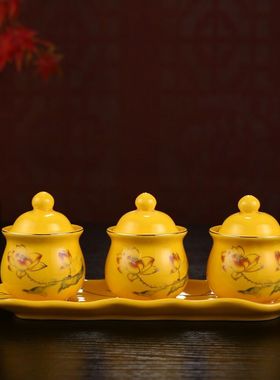 供佛家用水杯财神爷陶瓷佛前莲花茶杯敬神水杯佛堂观音关公杯