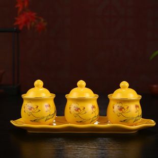 供佛家用水杯财神爷陶瓷佛前莲花茶杯敬神水杯佛堂观音关公杯