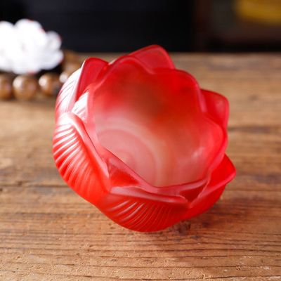 七彩琉璃酥油灯座莲花灯烛台长明灯座灯盏佛台家用供佛蜡烛台座