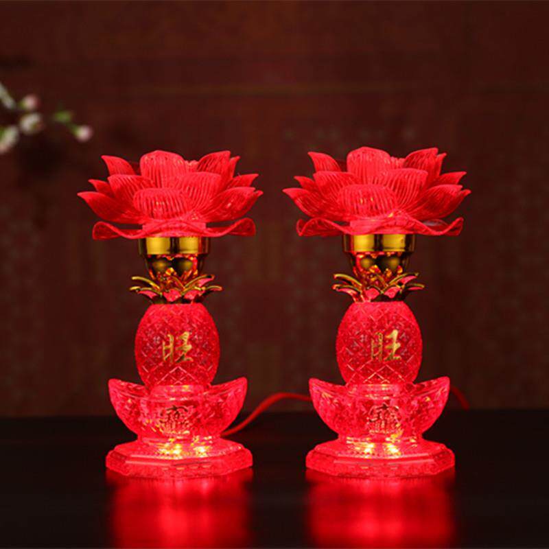 插电家用一对led佛灯佛前供花七彩变色供佛莲花灯荷花灯