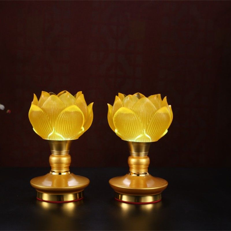 台湾小号莲花灯佛灯家用七彩佛堂灯led观音灯一对插电佛灯佛灯