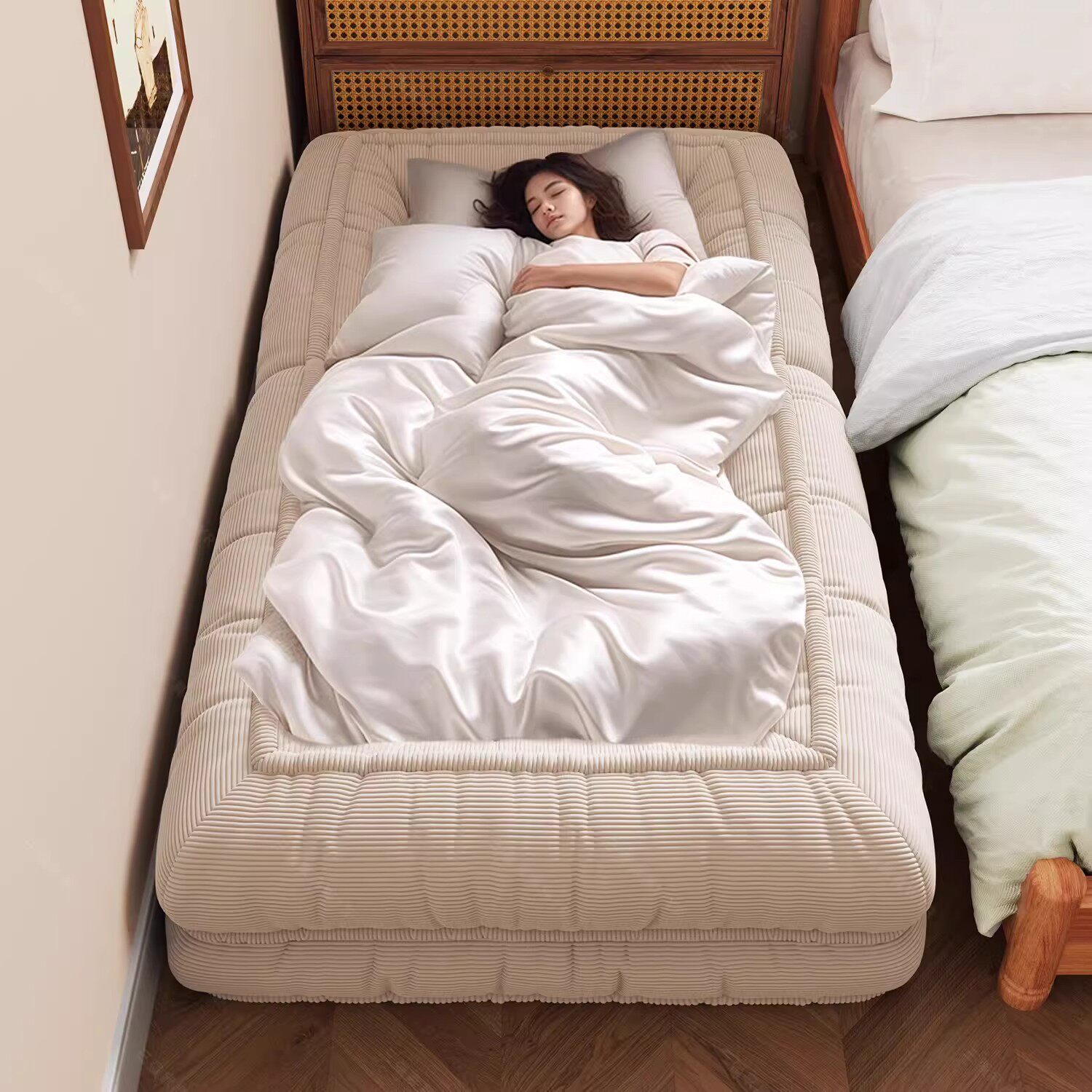 懒人折叠沙发单人可躺可睡两用榻榻米沙发床卧室人类狗窝布艺沙发