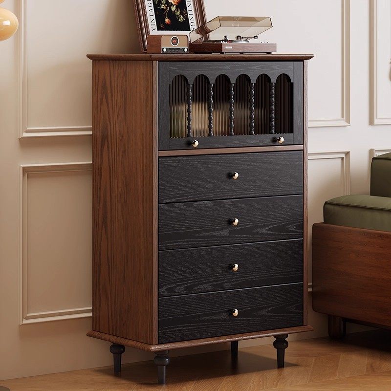 法式实木中古复古餐边柜斗柜卧室客厅靠墙电视柜旁沙发置物架玄关