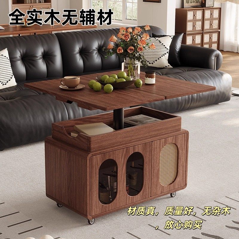 实木茶几折叠升降可移动沙发边柜客厅家用2025新款推车沙发边几