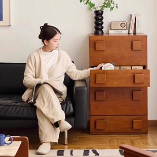 中古风白蜡木模块组合柜实木多功能斗柜卡门落地电视柜收纳落地柜